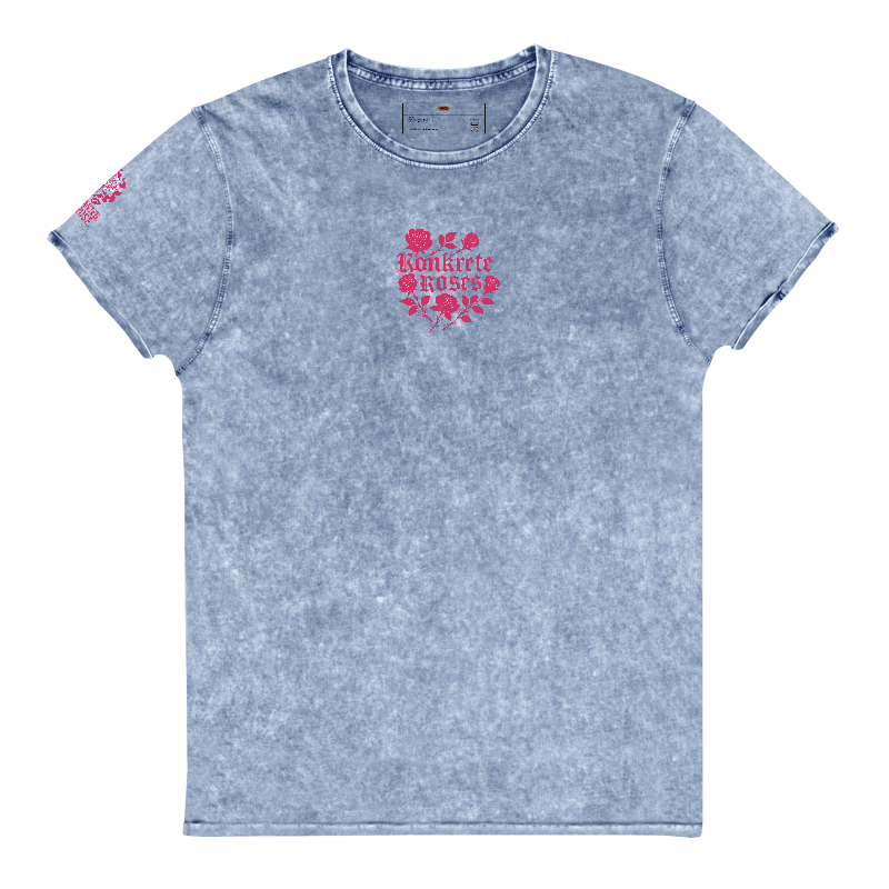 Konkrete Roses Embroidered Acid Washed T-Shirt
