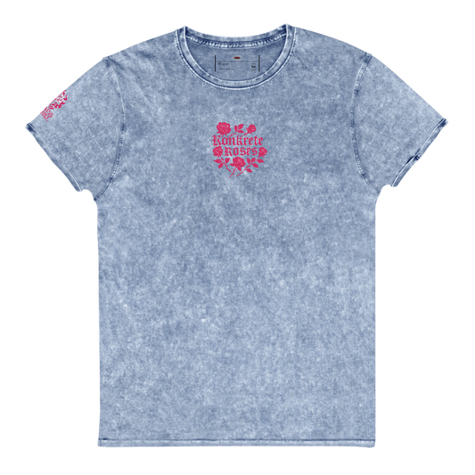 Konkrete Roses Embroidered Acid Washed T-Shirt