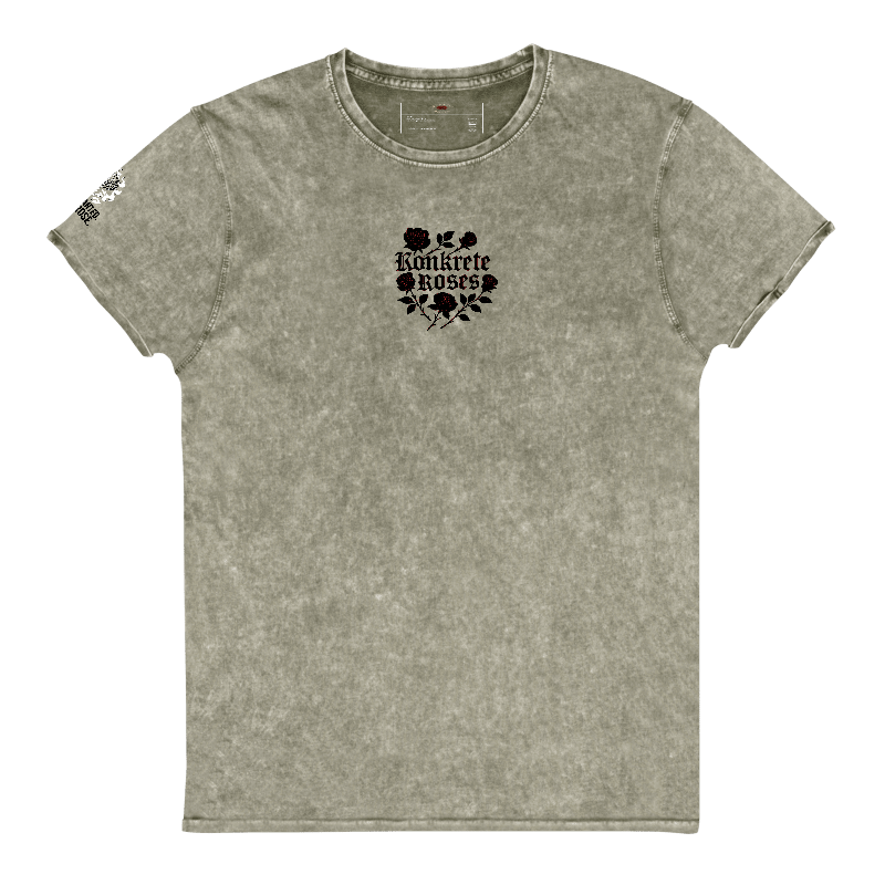 Konkrete Roses Embroidered Acid Washed T-Shirt